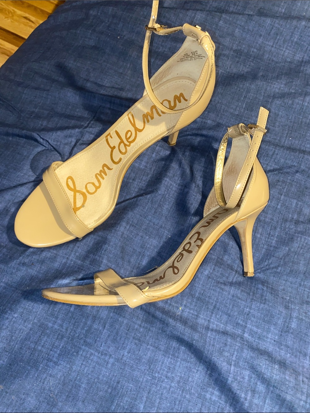 Sam Edelman Nude Ankle-Strap Stiletto Sandals